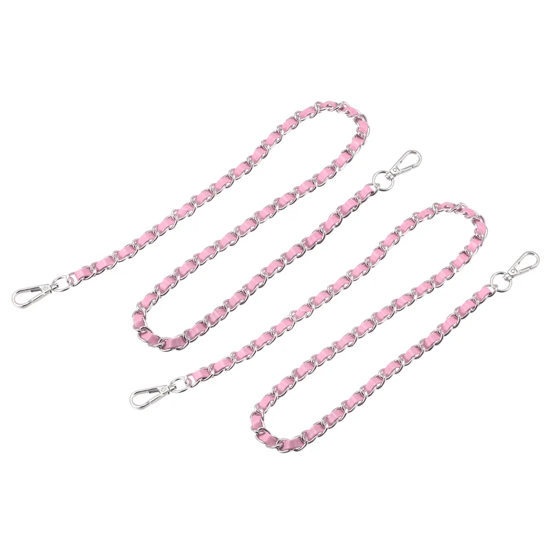 Purse Chain Strap, 24" Purse Strap Shoulder Replacement Strap, 2Pcs Pink+Silver