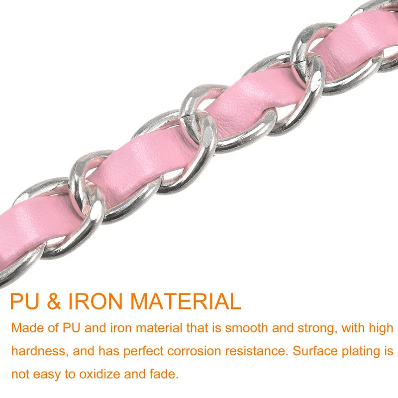 Purse Chain Strap, 24" Purse Strap Shoulder Replacement Strap, 2Pcs Pink+Silver