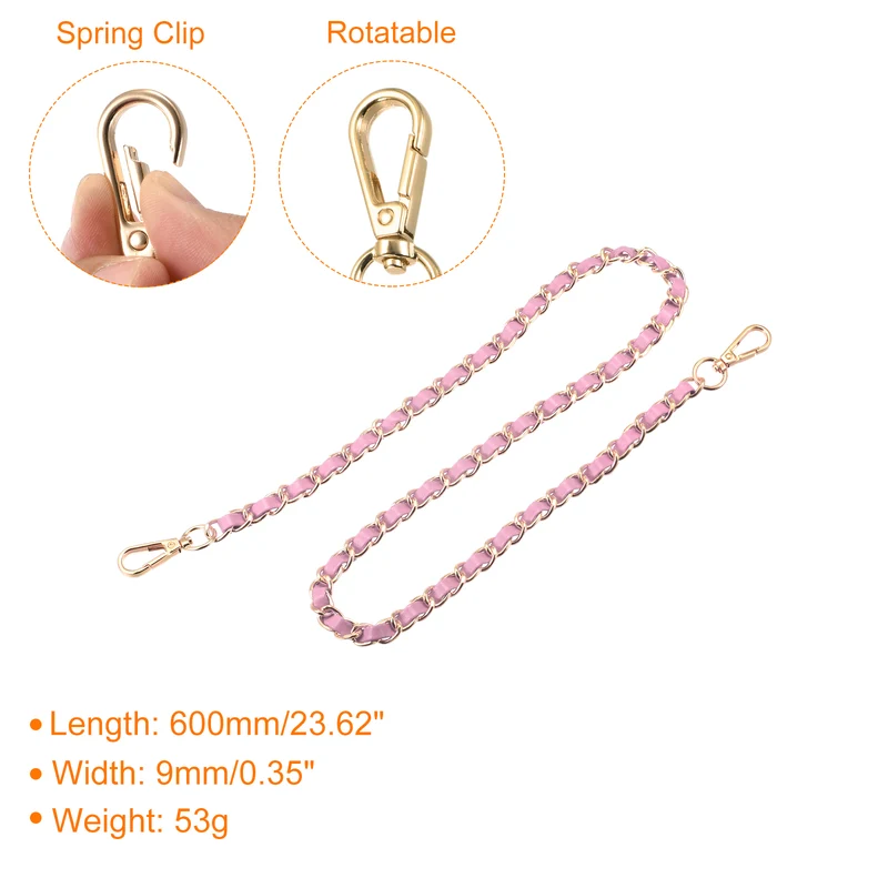Purse Chain Strap, 24" Purse Strap Shoulder Bag Replacement Strap, Pink+Gold