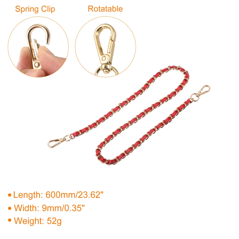 Purse Chain Strap, 24" Purse Strap Shoulder Bag Replacement Strap, Red+Gold