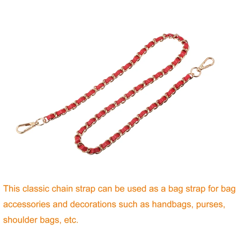 Purse Chain Strap, 24" Purse Strap Shoulder Bag Replacement Strap, Red+Gold
