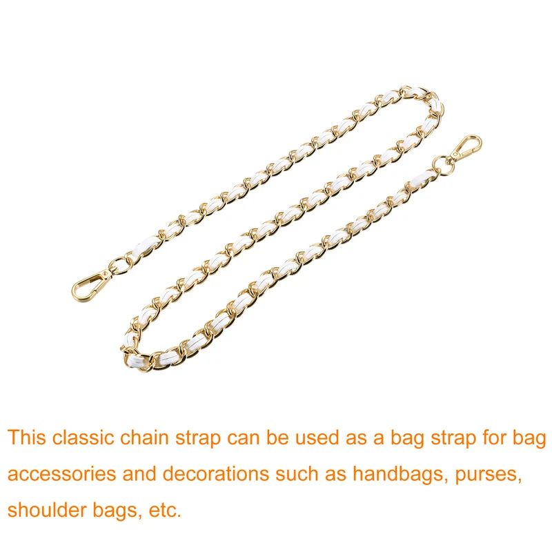 Purse Chain Strap, 24" Purse Strap Shoulder Bag Replacement Strap, White+Gold