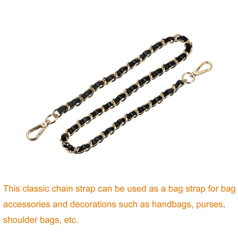 Purse Chain Strap, 24" Purse Strap Shoulder Bag Replacement Strap, Black+Gold