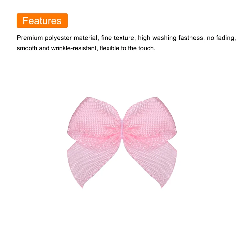 100Pcs Mini Ribbon Bows 1" Mini Fabric Satin Ribbon Flower Bows Pink