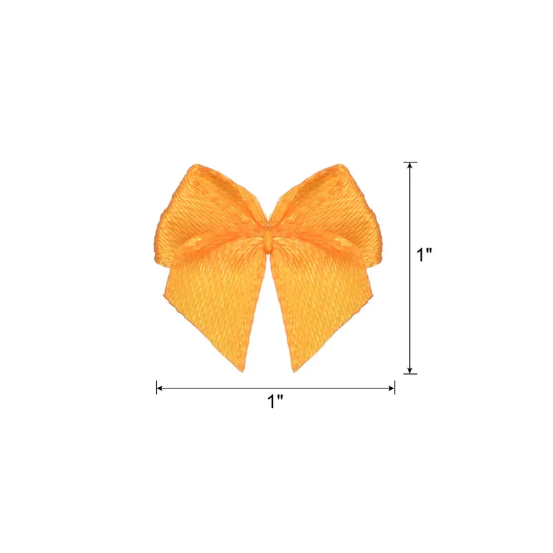 100Pack Mini Ribbon Bows 1" Mini Fabric Satin Ribbon Flower Bows Orange