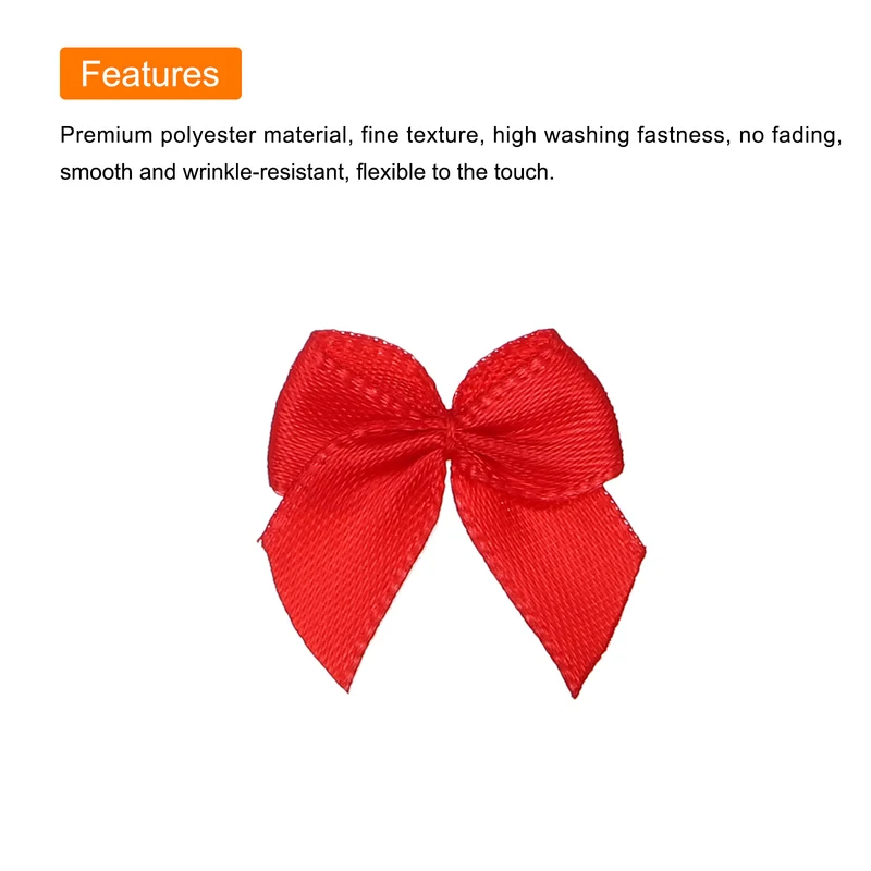 100Pcs Mini Ribbon Bows 1" Mini Fabric Satin Ribbon Flower Bows Red