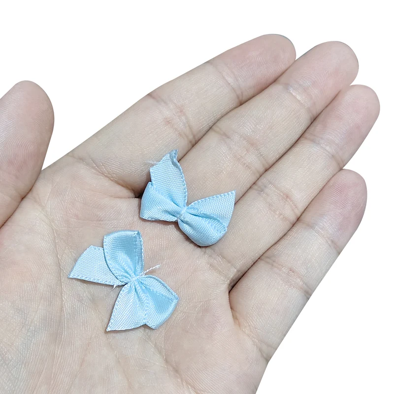 50Pcs Mini Ribbon Bow 1" Mini Fabric Satin Ribbon Flower Bows for Craft DIY Sewing Wedding Birthday Party Green