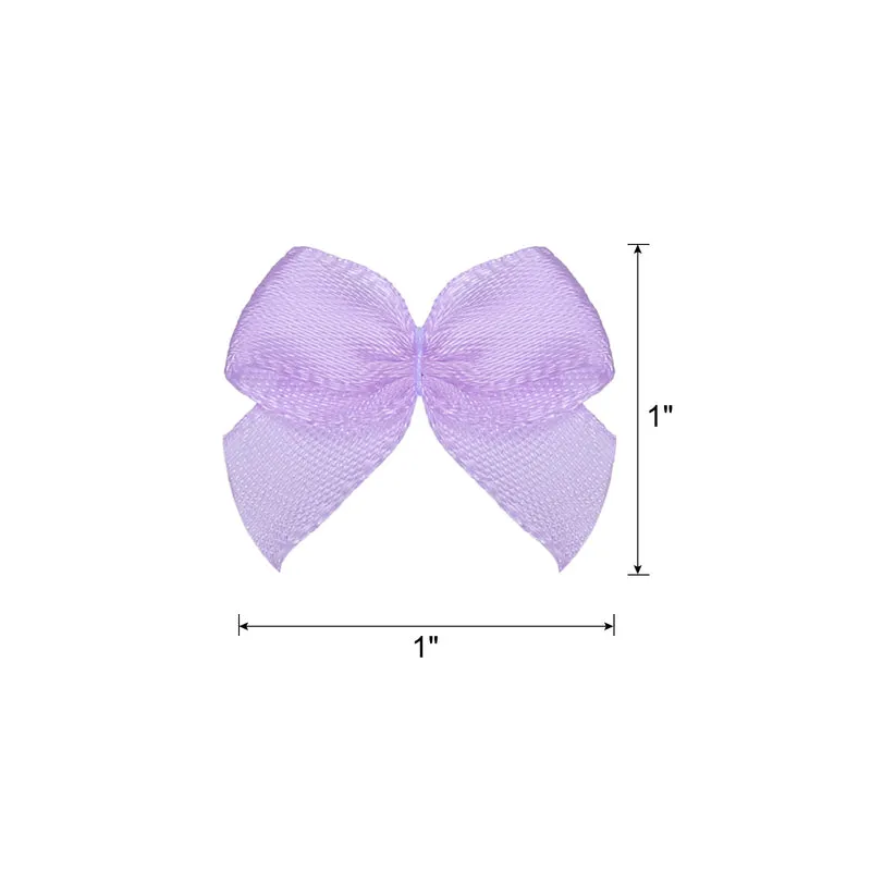 50Pcs Mini Ribbon Bow 1" Mini Fabric Satin Ribbon Flower Bows for Craft DIY Sewing Wedding Birthday Party Purple