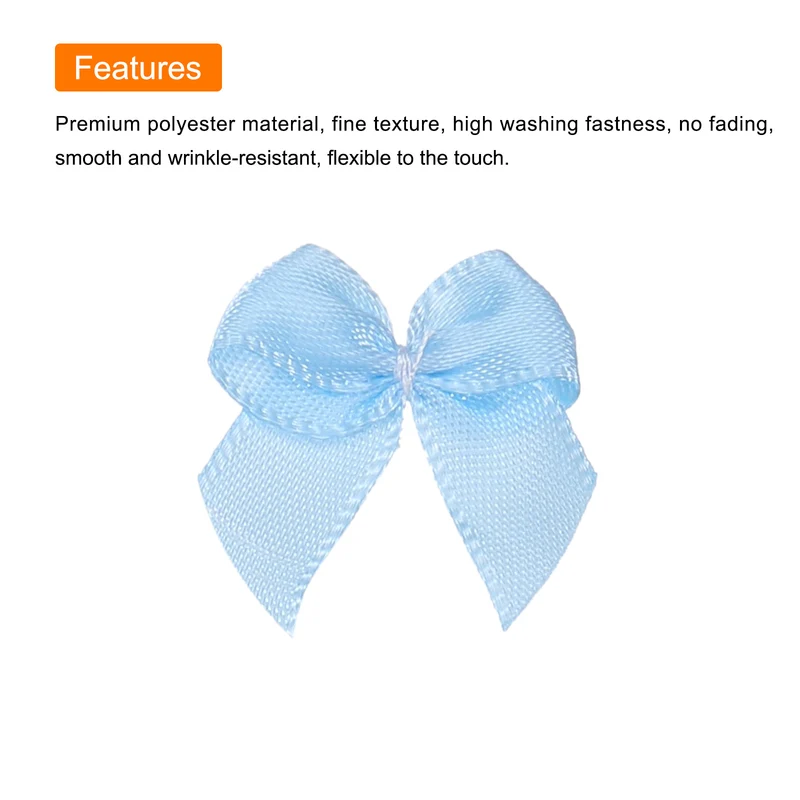50Pcs Mini Ribbon Bow 1" Mini Fabric Satin Ribbon Flower Bows for Craft DIY Sewing Wedding Birthday Party Blue
