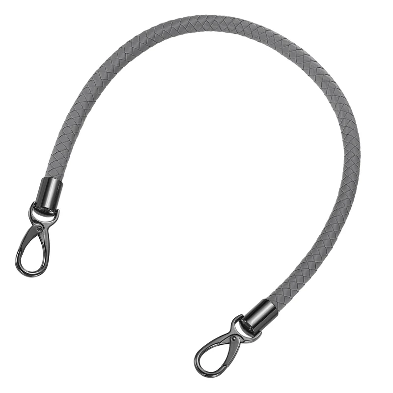 60cm Short Leather PU Braided Purse Replacement Handle - Dark Gray Black