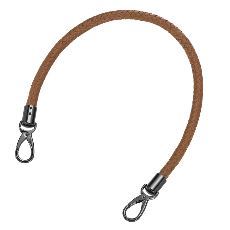60cm Short Leather PU Braided Purse Replacement Handle - Light Brown, Black