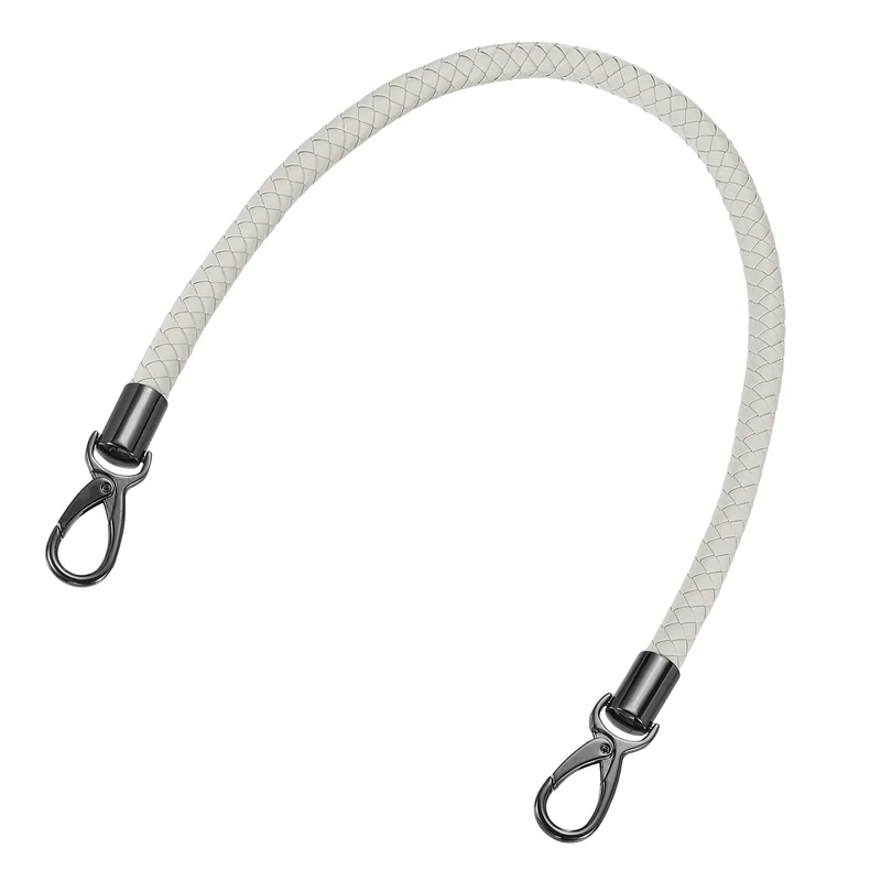 60cm Short Leather PU Braided Purse Replacement Handle - Light Gray, Black