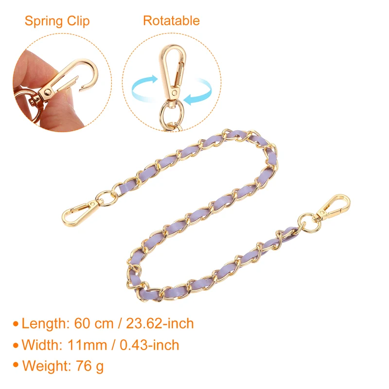 24" Purse Strap with Buckle for Shoulder and Cross Body(Purple+Gold)
