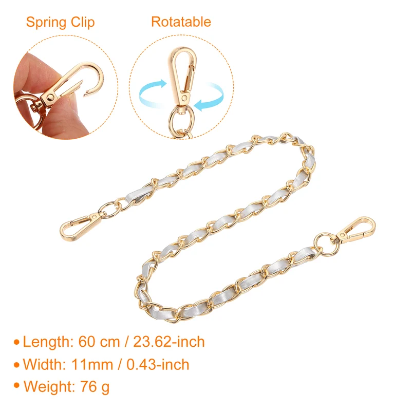 24" Purse Strap with Buckle for Shoulder and Cross Body(Silver+Gold)