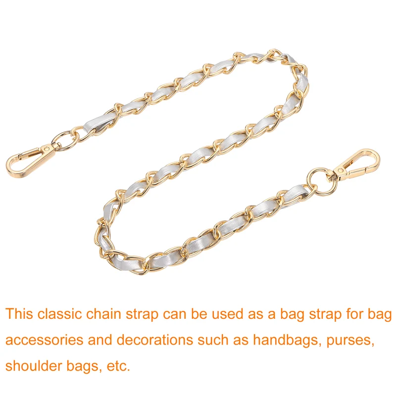 24" Purse Strap with Buckle for Shoulder and Cross Body(Silver+Gold)