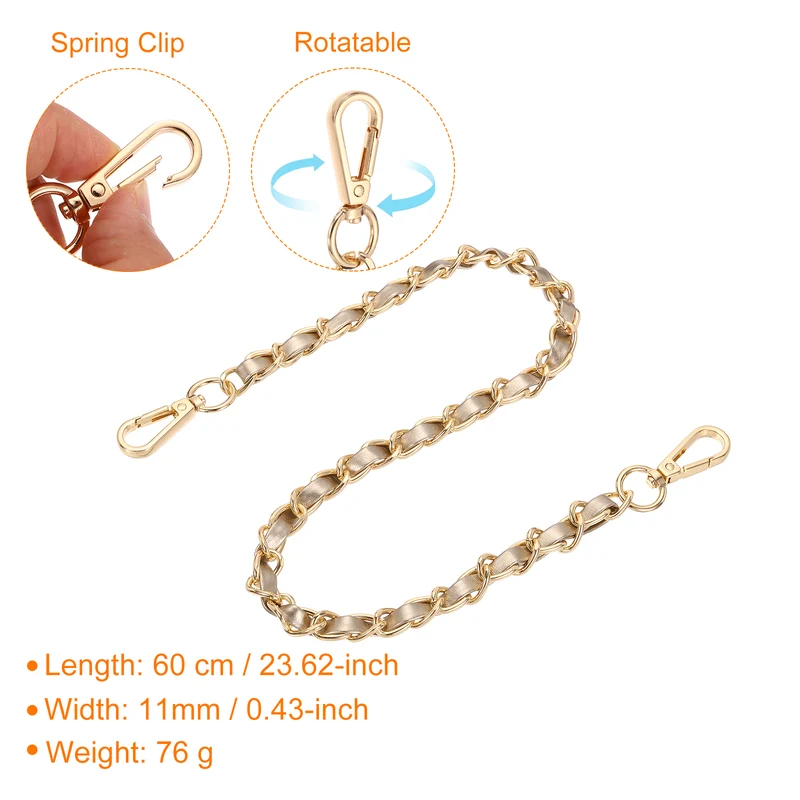 24" Purse Strap with Buckle for Shoulder and Cross Body(Gold+Gold)