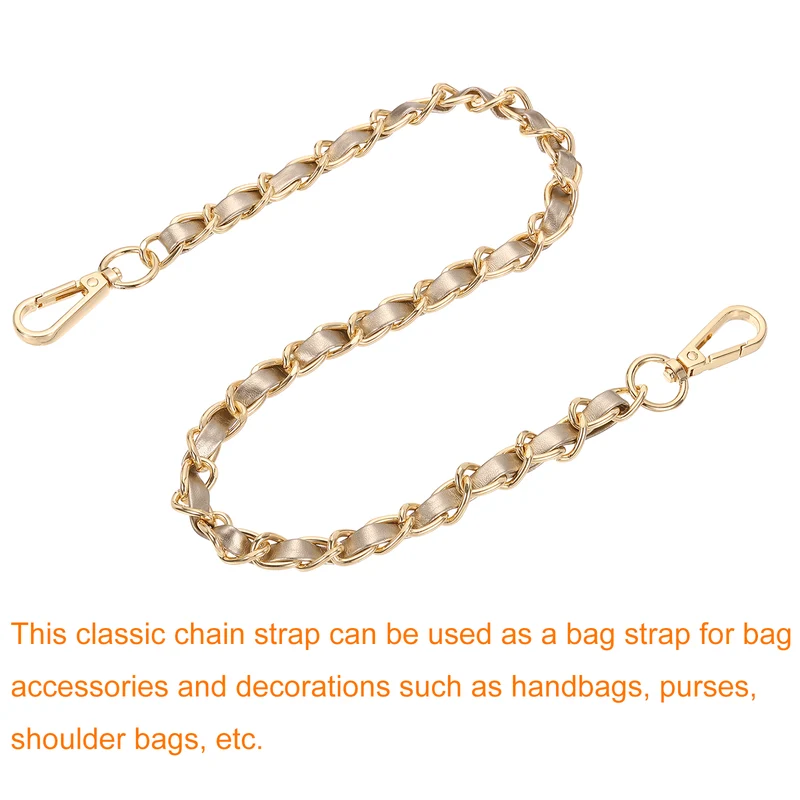 24" Purse Strap with Buckle for Shoulder and Cross Body(Gold+Gold)