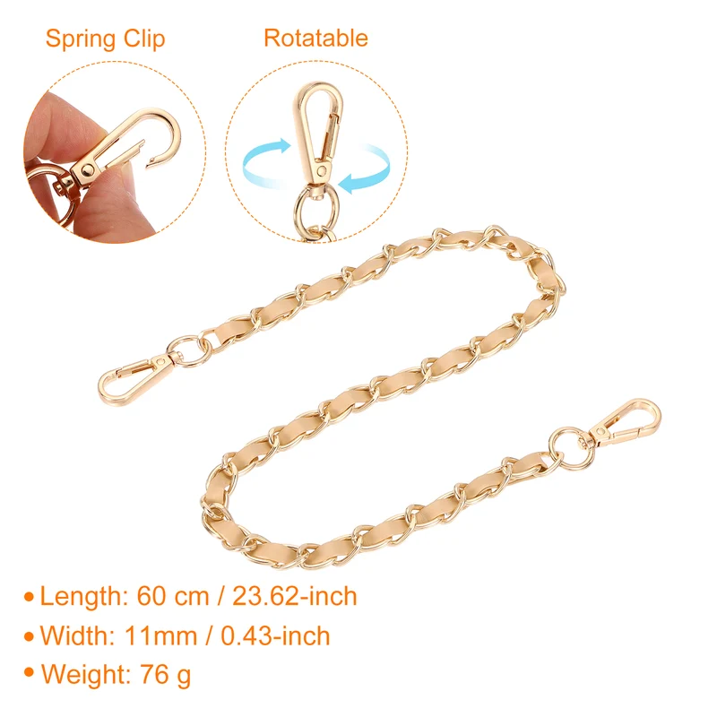 24" Purse Strap with Buckle for Shoulder and Cross Body(Khaki+Gold)