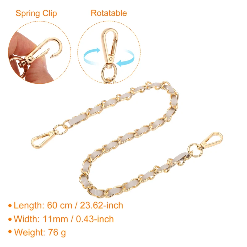 24" Purse Strap with Buckle for Shoulder and Cross Body(Beige+Gold)