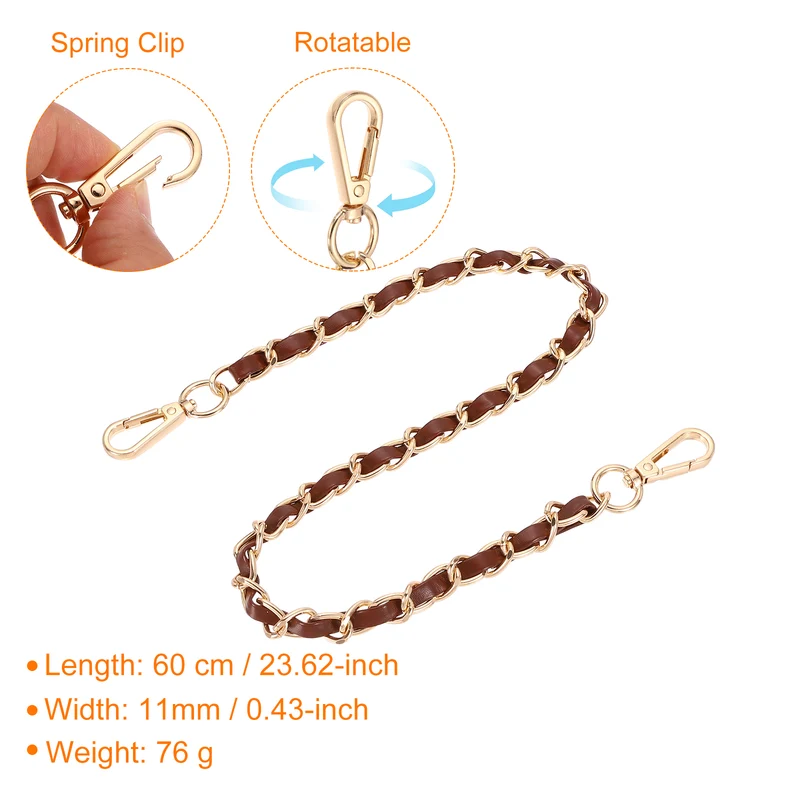 24" Purse Strap with Buckle for Shoulder and Cross Body(Dark Brown+Gold)