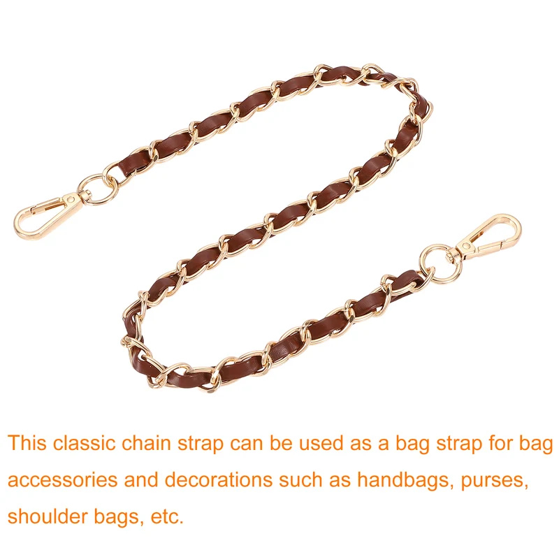 24" Purse Strap with Buckle for Shoulder and Cross Body(Dark Brown+Gold)