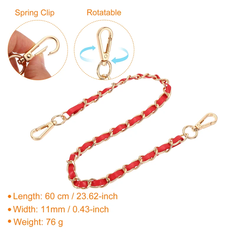 24" Purse Strap with Buckle for Shoulder and Cross Body(Red+Gold)
