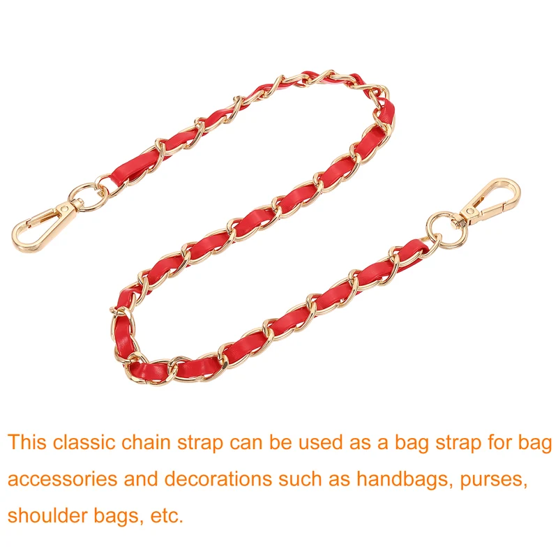 24" Purse Strap with Buckle for Shoulder and Cross Body(Red+Gold)