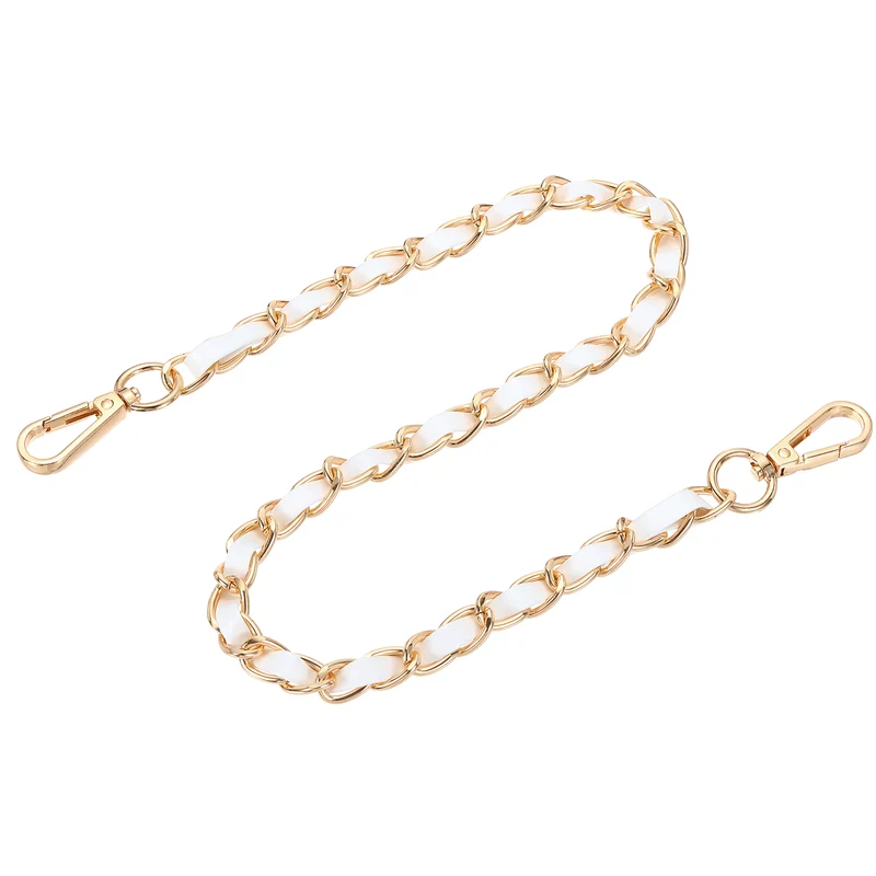 24" Purse Strap with Buckle for Shoulder and Cross Body(White+Gold)