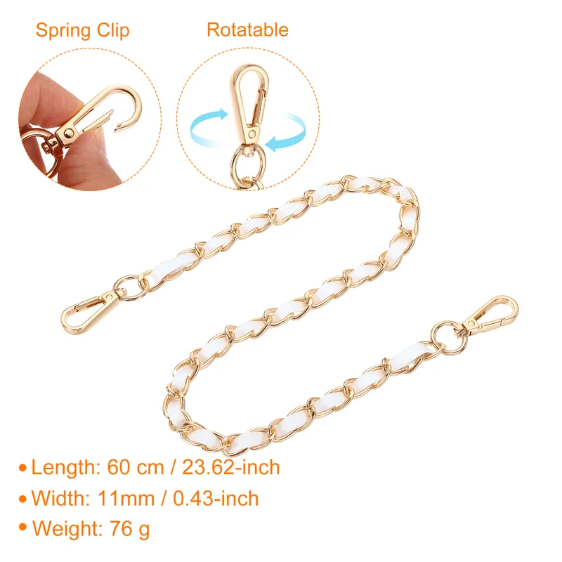24" Purse Strap with Buckle for Shoulder and Cross Body(White+Gold)