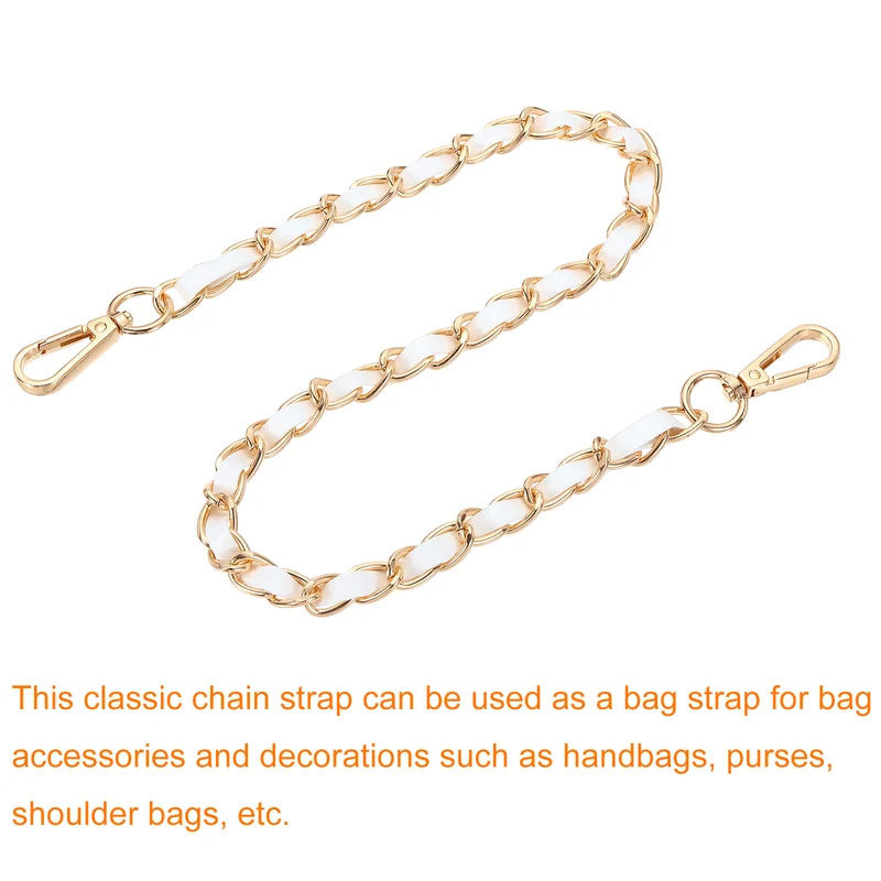 24" Purse Strap with Buckle for Shoulder and Cross Body(White+Gold)