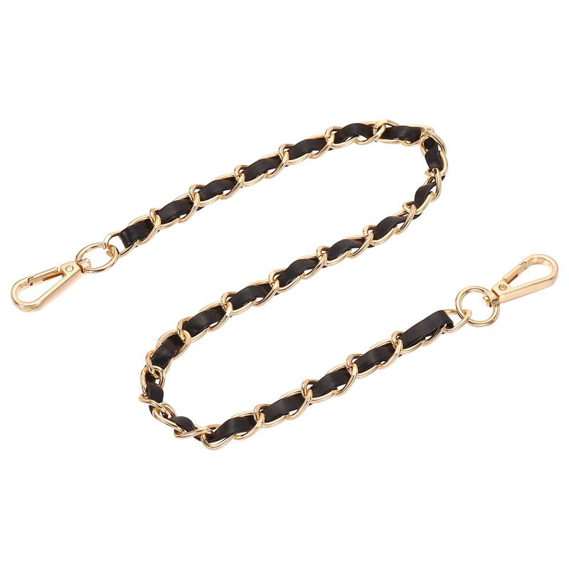 24" Purse Strap with Buckle for Shoulder and Cross Body(Black+Gold)