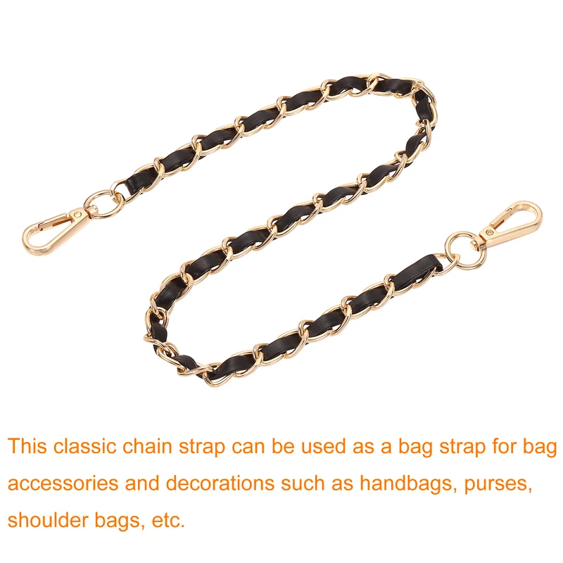 24" Purse Strap with Buckle for Shoulder and Cross Body(Black+Gold)