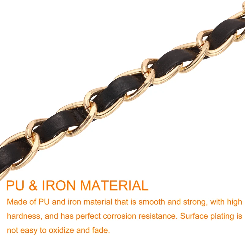 24" Purse Strap with Buckle for Shoulder and Cross Body(Black+Gold)