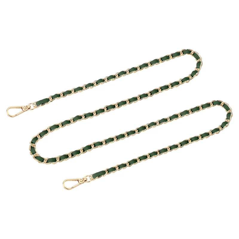 Purse Strap, 47" Leather for Shoulder and Cross Body Strap (Green, Gold)