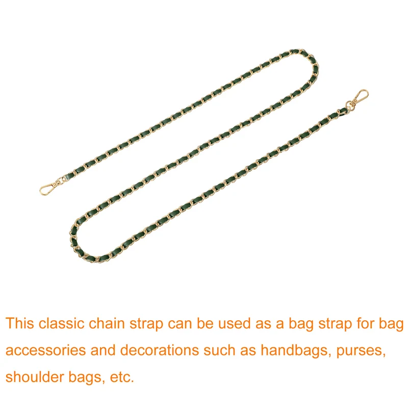 Purse Strap, 47" Leather for Shoulder and Cross Body Strap (Green, Gold)