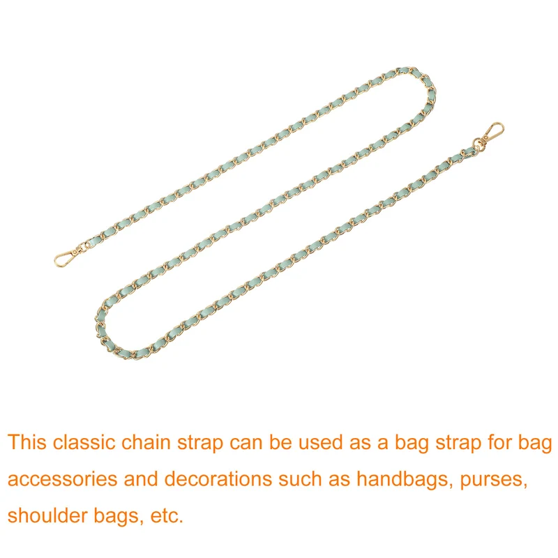 Purse Strap, 47" Leather for Shoulder and Cross Body Strap (Light Green, Gold)