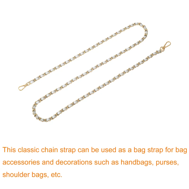 Purse Strap, 47" Leather for Shoulder and Cross Body Strap (Silver, Gold)
