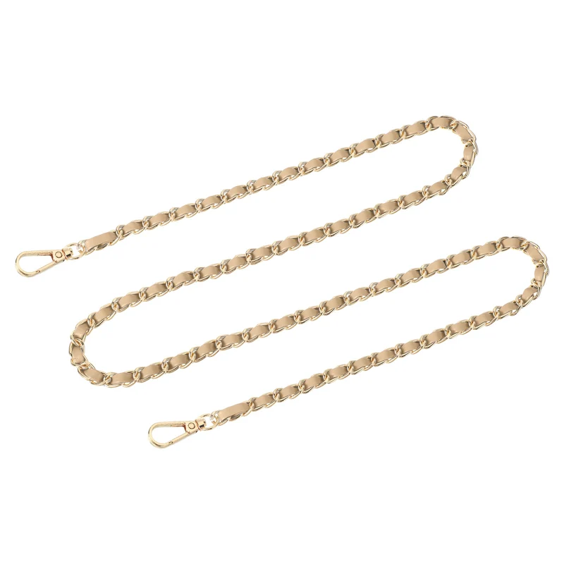 Purse Strap, 47" Leather for Shoulder and Cross Body Strap (Khaki, Gold)