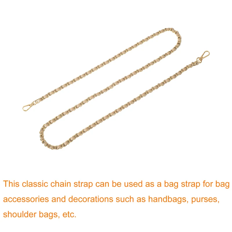 Purse Strap, 47" Leather for Shoulder and Cross Body Strap (Khaki, Gold)