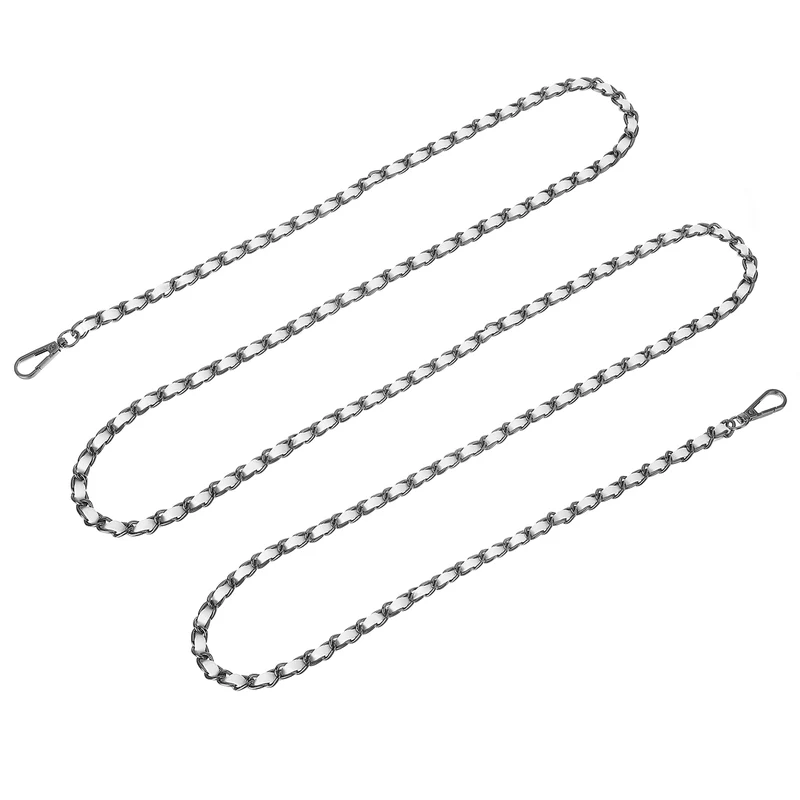 Purse Strap, 55" Leather for Shoulder and Cross Body Strap (White, Black)