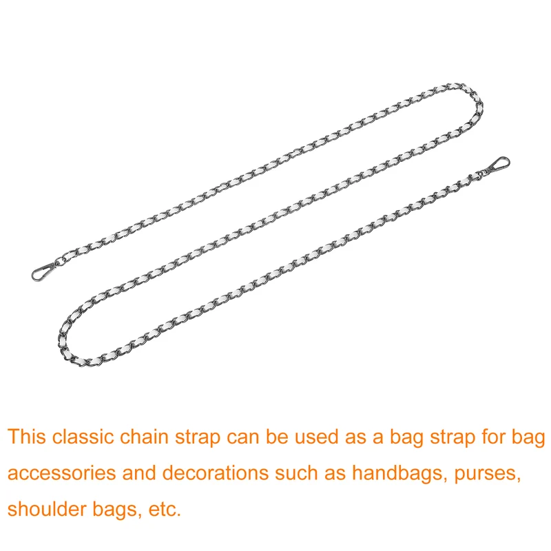 Purse Strap, 55" Leather for Shoulder and Cross Body Strap (White, Black)