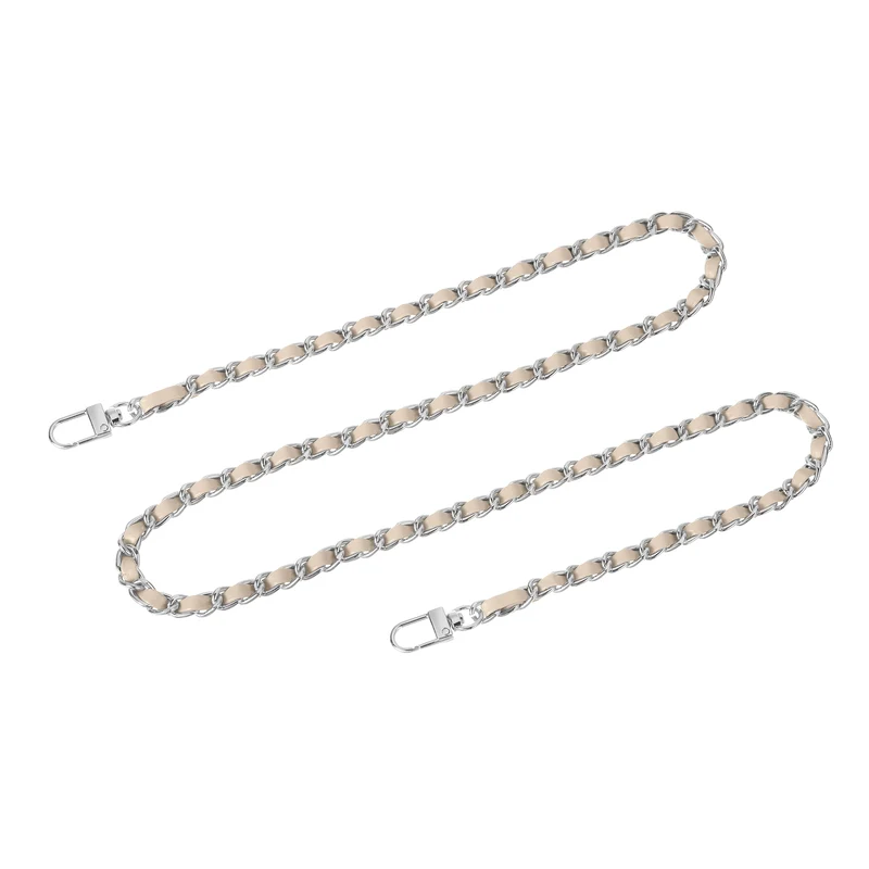 39" Purse Chain Strap with Buckles for Shoulder and Cross Body (Beige + Silver)