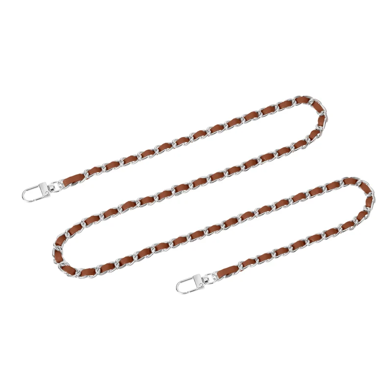 39" Purse Chain Strap with Buckles for Shoulder, Cross Body (Dark Brown, Silver)