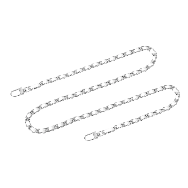 39" Purse Chain Strap with Buckles for Shoulder and Cross Body (White Silver),