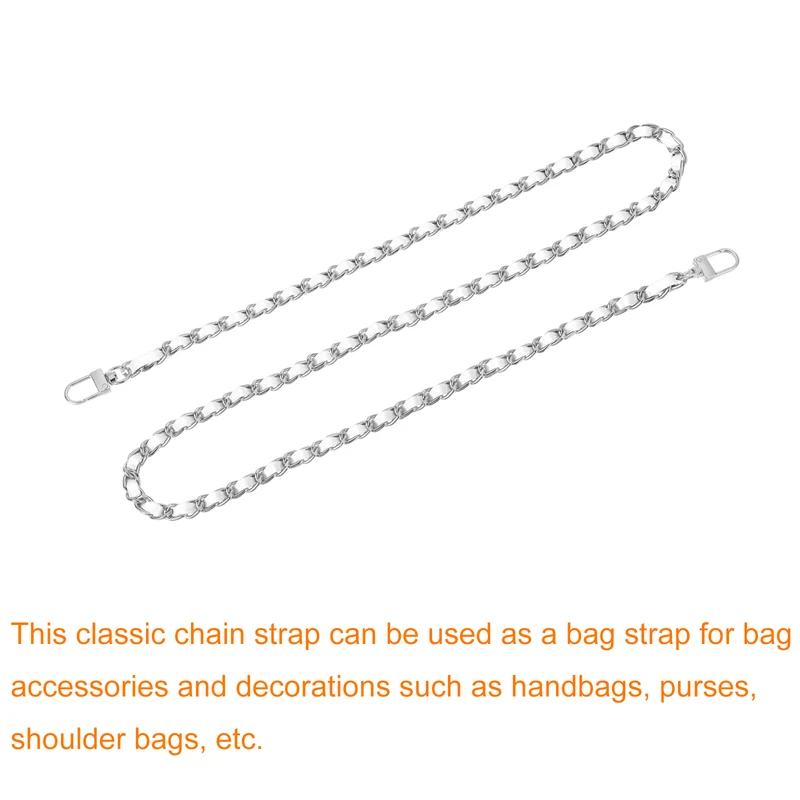 39" Purse Chain Strap with Buckles for Shoulder and Cross Body (White Silver),