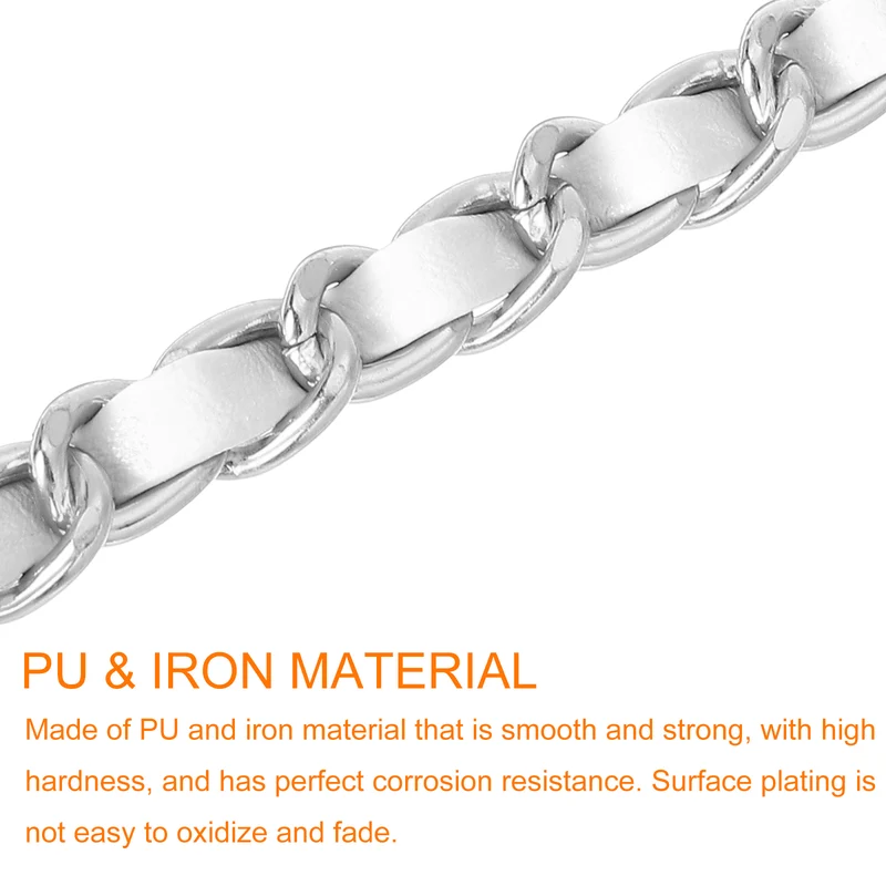 39" Purse Chain Strap with Buckles for Shoulder and Cross Body (White Silver),