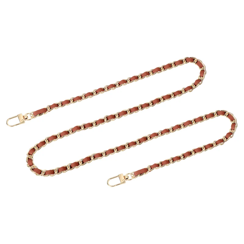 39" Purse Chain Strap with Buckles for Shoulder and Cross Body (Brown + Gold)