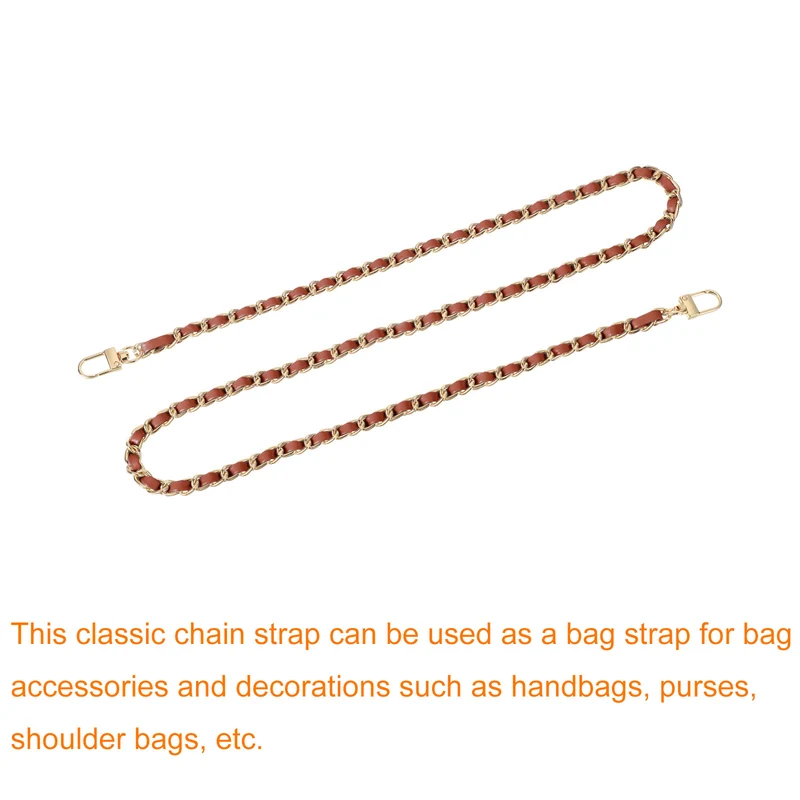 39" Purse Chain Strap with Buckles for Shoulder and Cross Body (Brown + Gold)