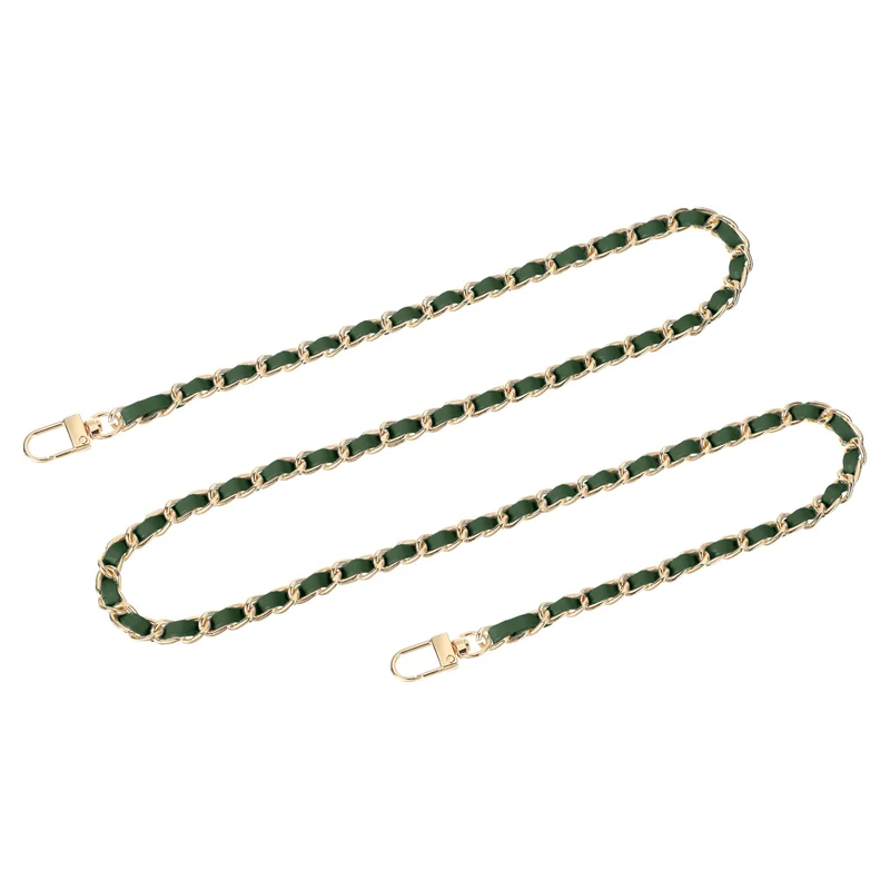 39" Purse Chain Strap with Buckles for Shoulder and Cross Body (Green + Gold)