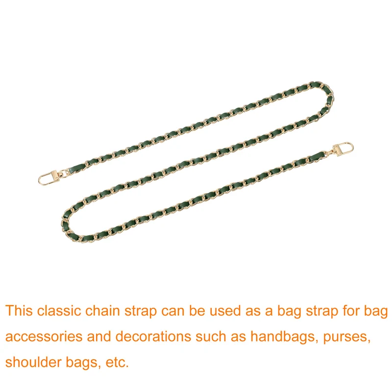 39" Purse Chain Strap with Buckles for Shoulder and Cross Body (Green + Gold)